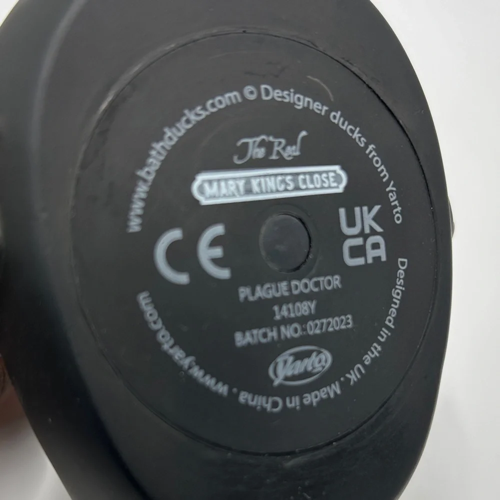 Plague doctor rubber ducky black yellow ducktor squishy flowers 4 inch